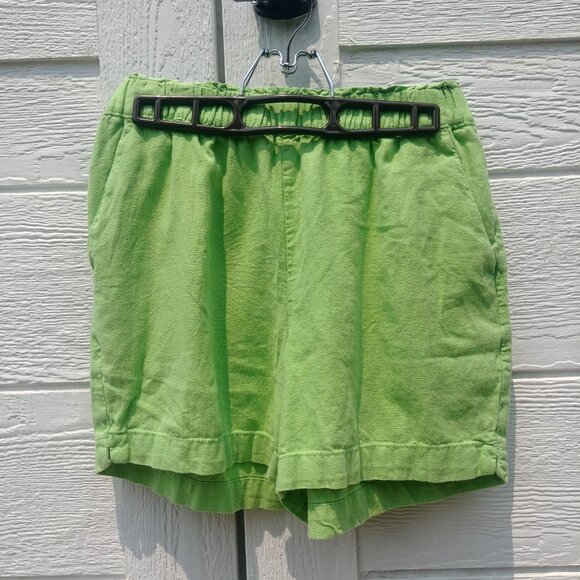 Reitmans Pants - Bright apple green linen blend shorts elastic stretch waist size 8